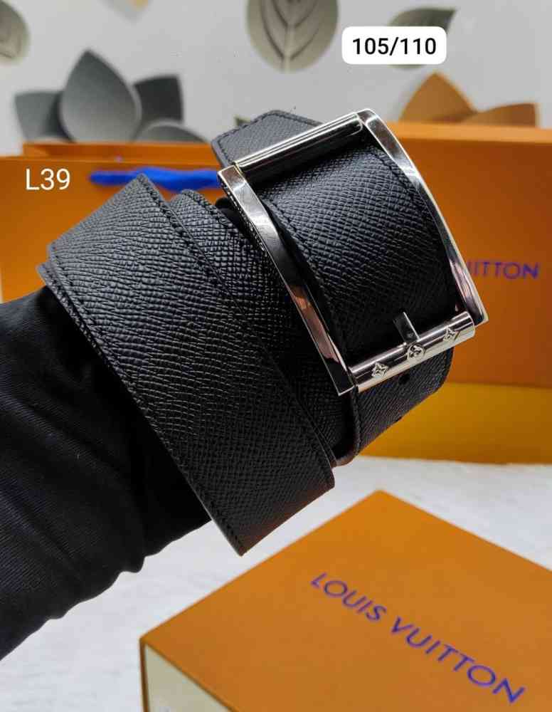 Silver Louis Vuitton Golden Premium Quality Leather Belt