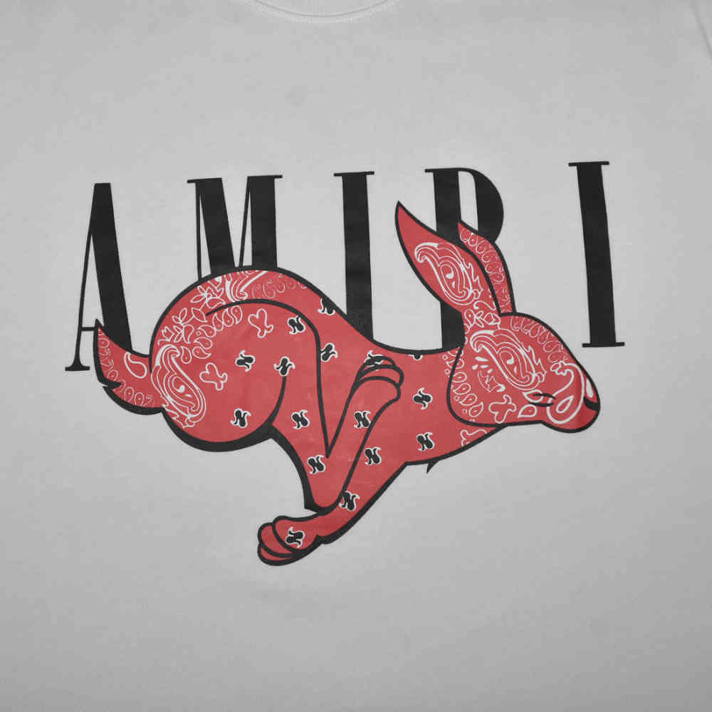 Amiri Rabbit Print White Premium T-shirt-3