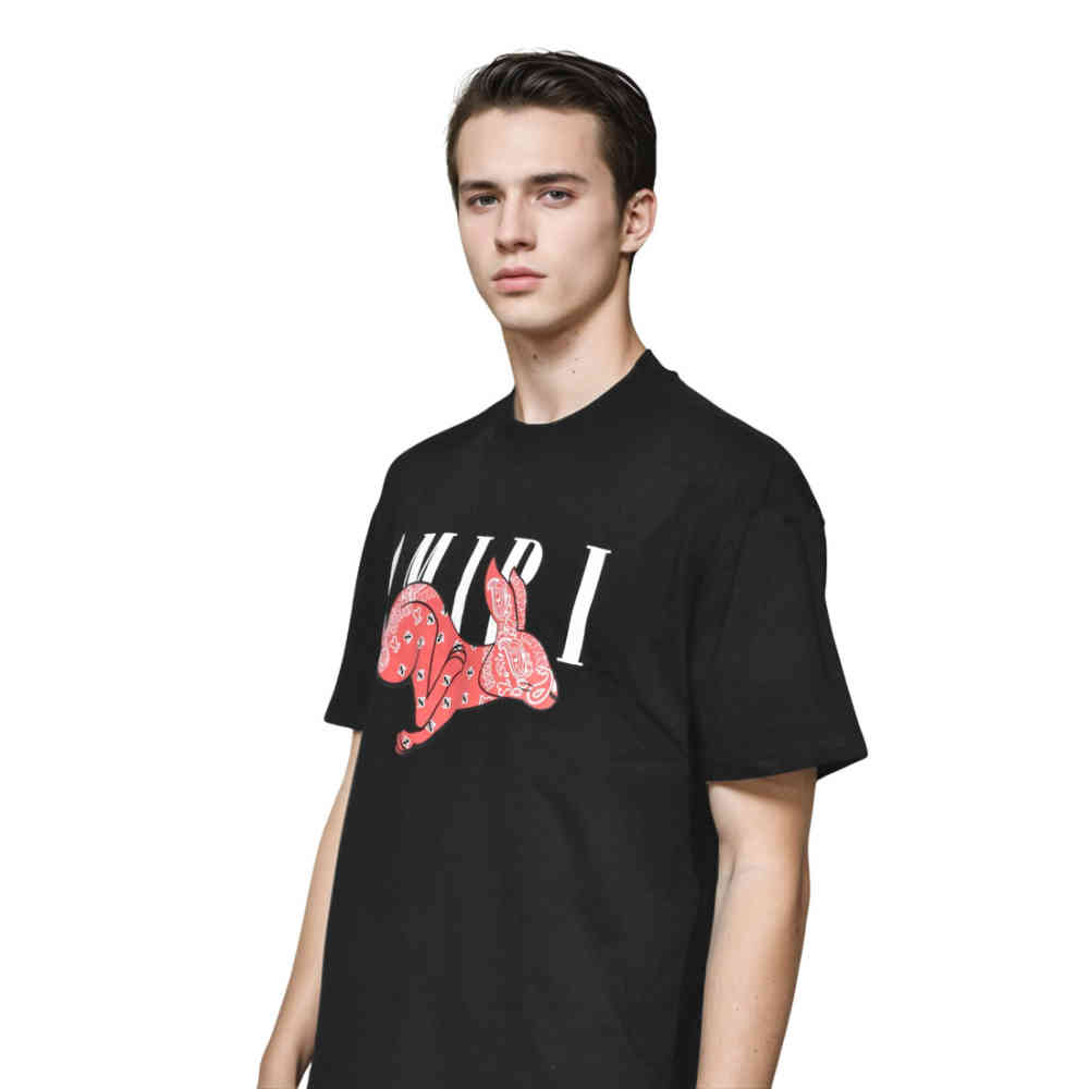 Amiri Rabbit Print Black Premium T-shirt-2