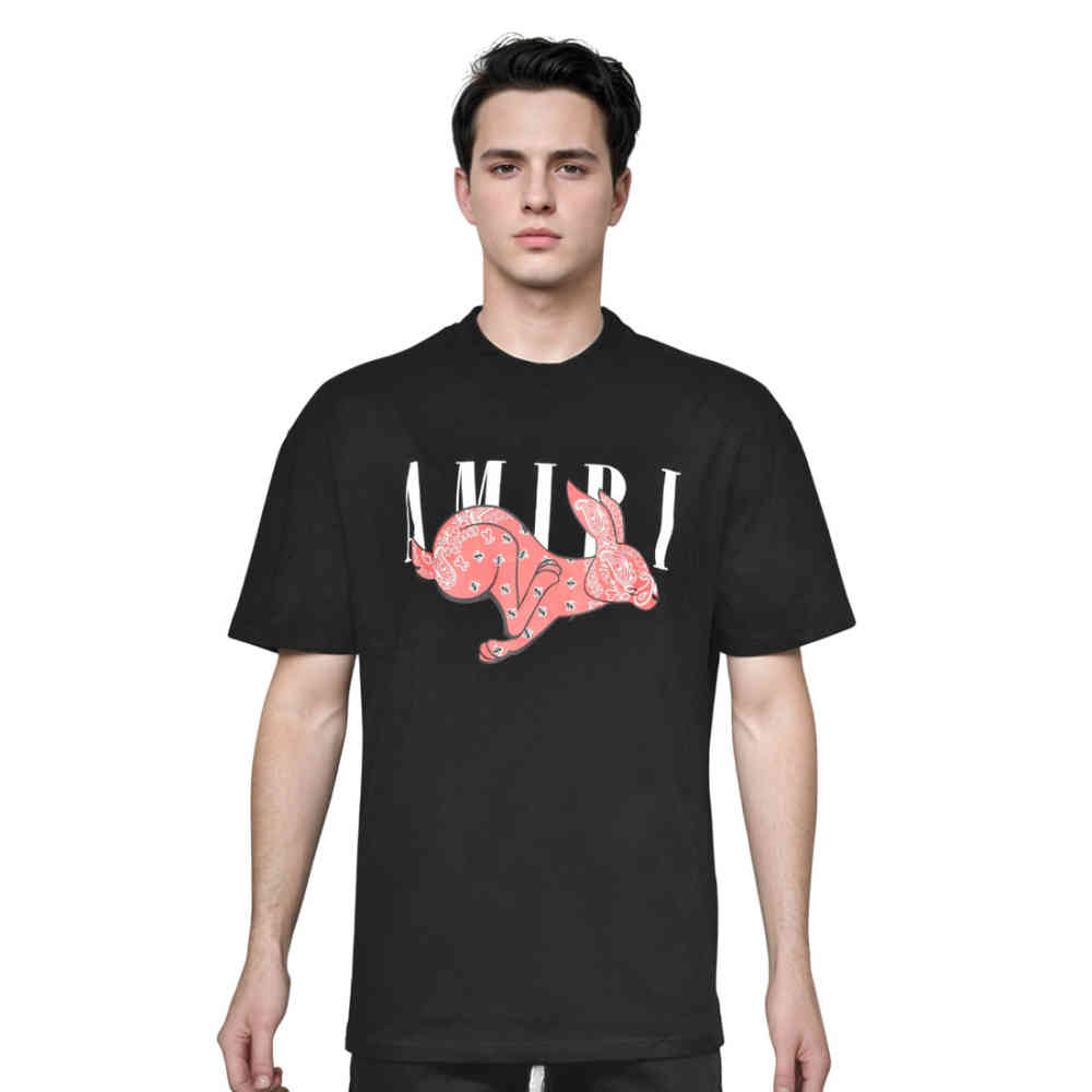 Black Amiri Rabbit Print White Premium T-shirt