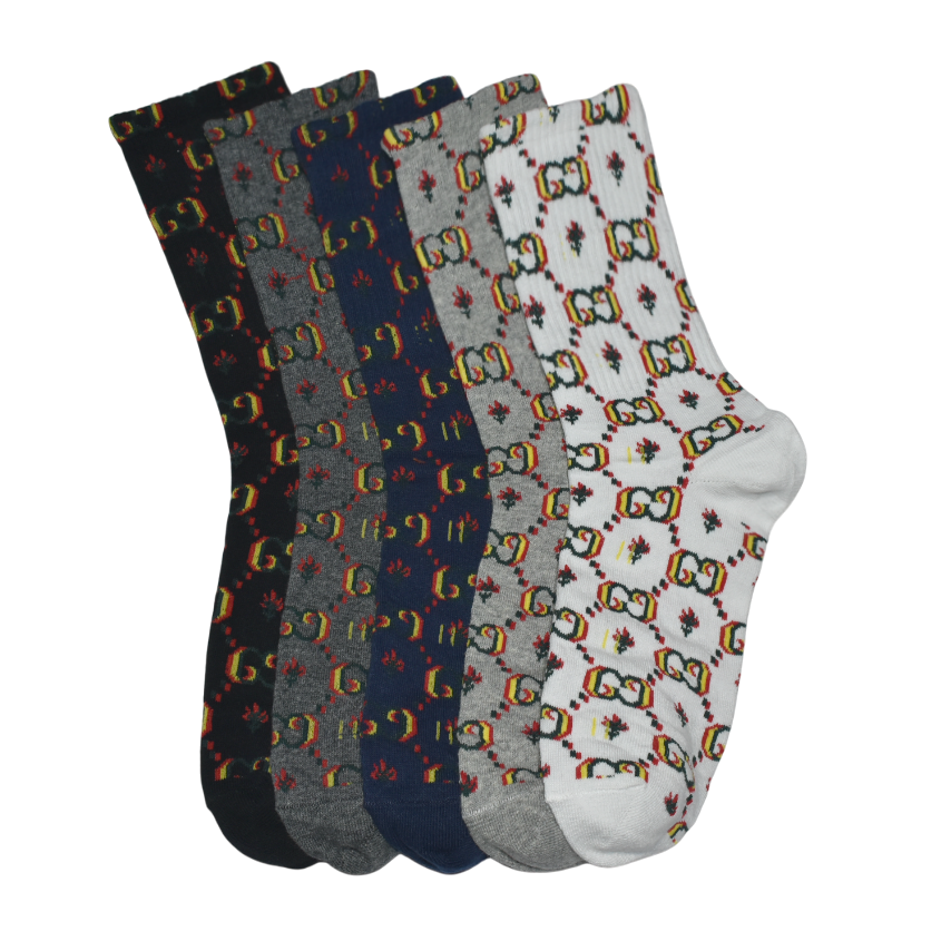Gucci Floral Print Premium Crew Socks - Pack of 5-thumb-1
