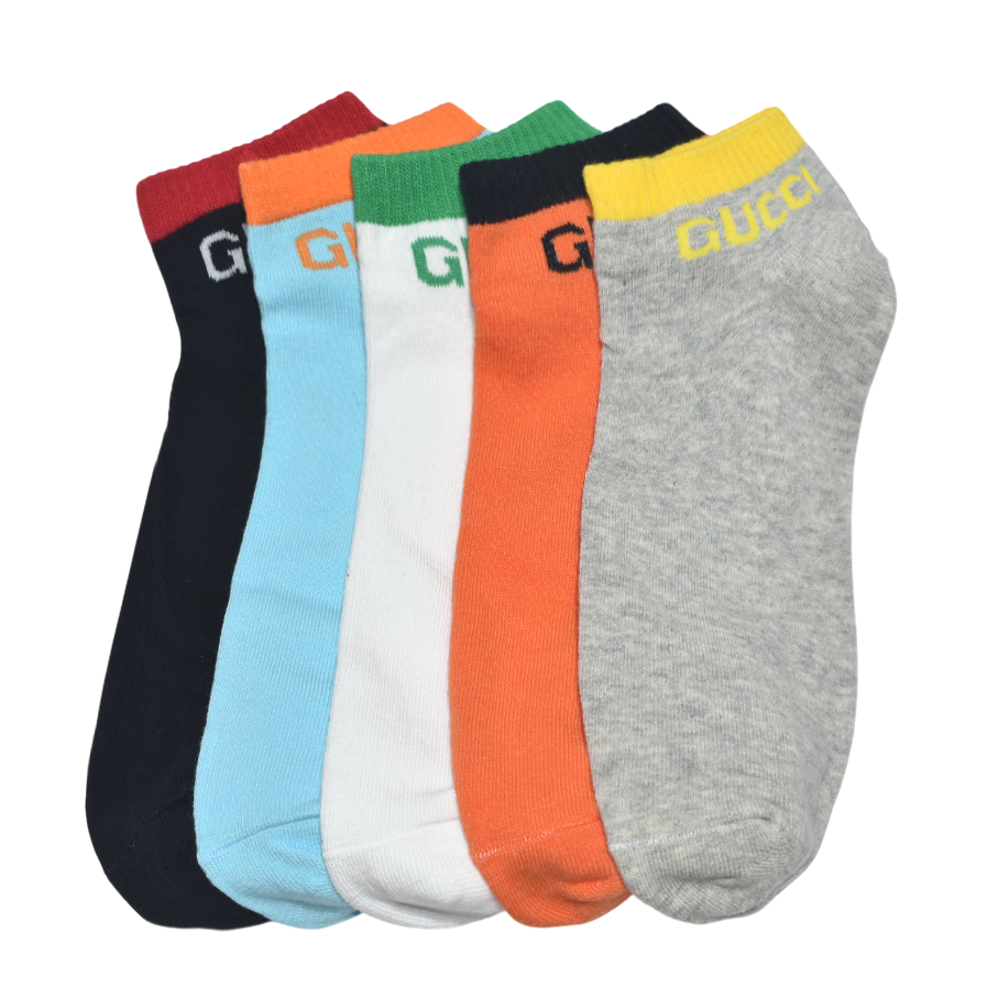 Gucci Premium Quality Low Ankle Socks - Pack of 5-thumb-1
