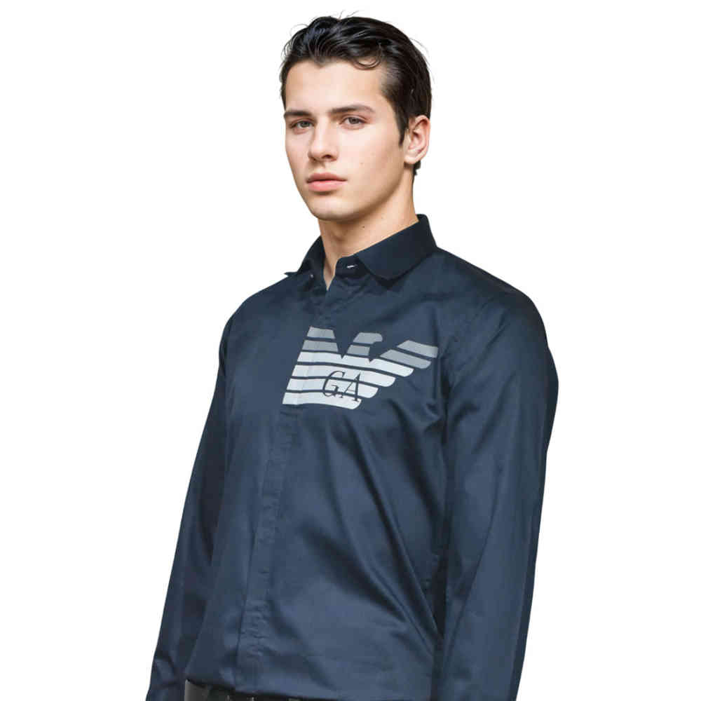 Giorgio Armani Navy Blue Premium Quality Shirt-2