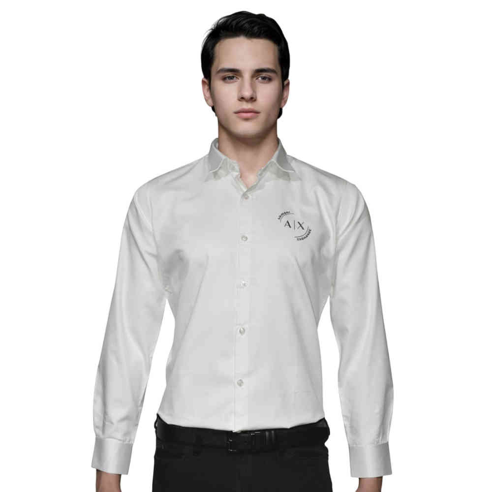 White Armani Exchange Sky Blue Premium Quality Shirt