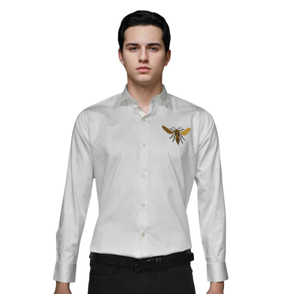 White Gucci Wine Bee Printed Premium Quality Shirt