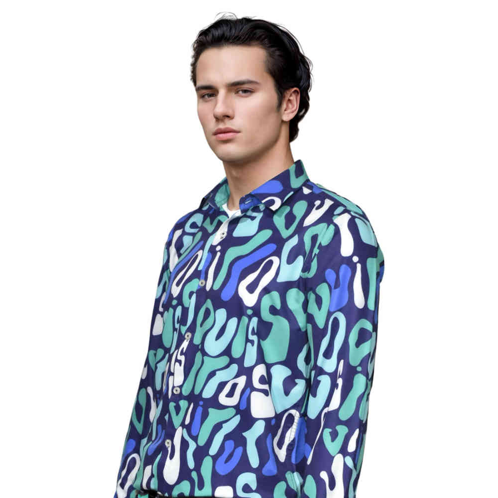 Louis Vuitton Logo Printed Green Premium Quality Shirt-2
