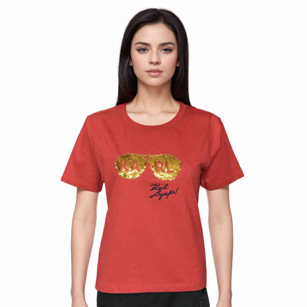Red Karl Lagerfeld Black Premium Quality Women T-shirt
