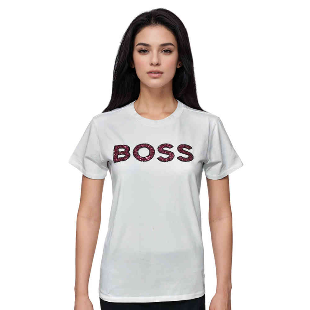 White BOSS Coral Pink Premium Quality Women T-shirt