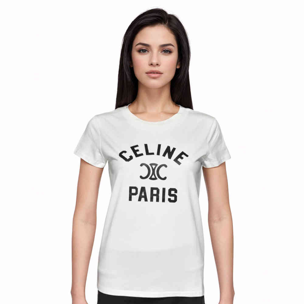 White Celine Black Premium Quality Women T-shirt