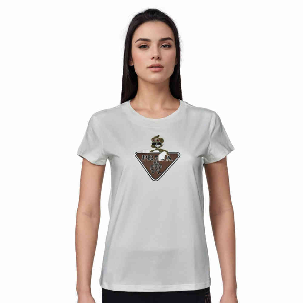 White Prada Black Premium Quality Women T-shirt