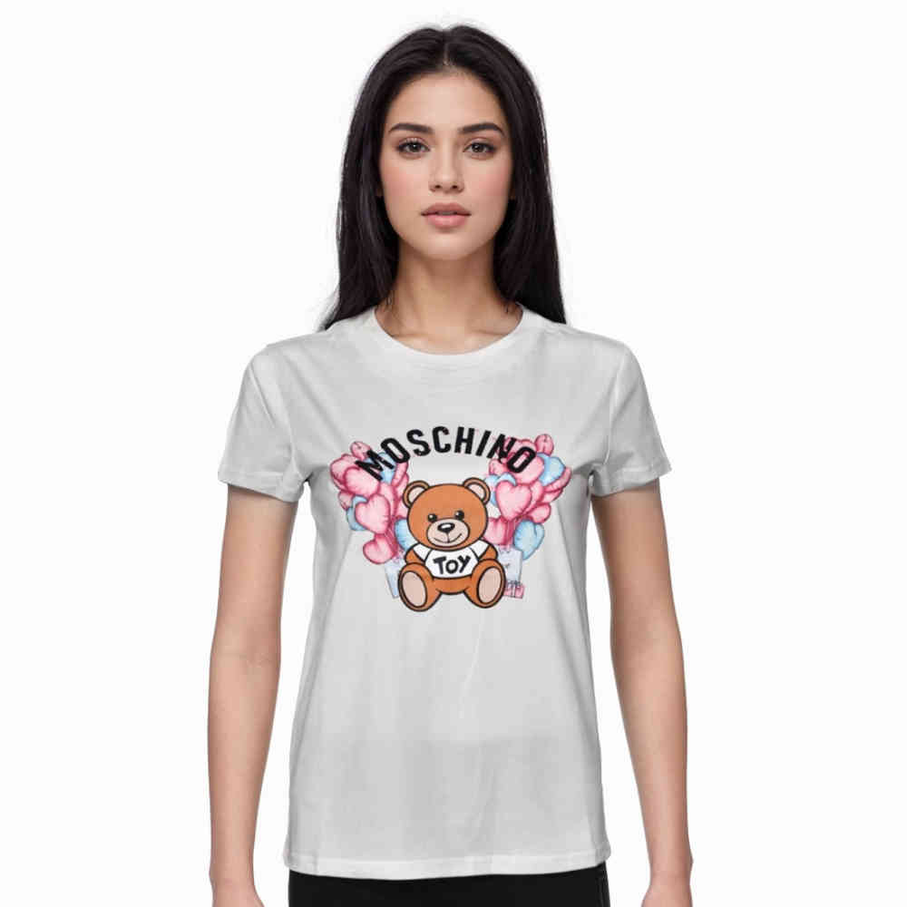 White Moschino Cream Premium Quality Women T-shirt