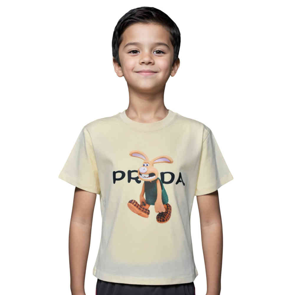 Cream Prada Bunny Print Red Premium Kids T-shirt
