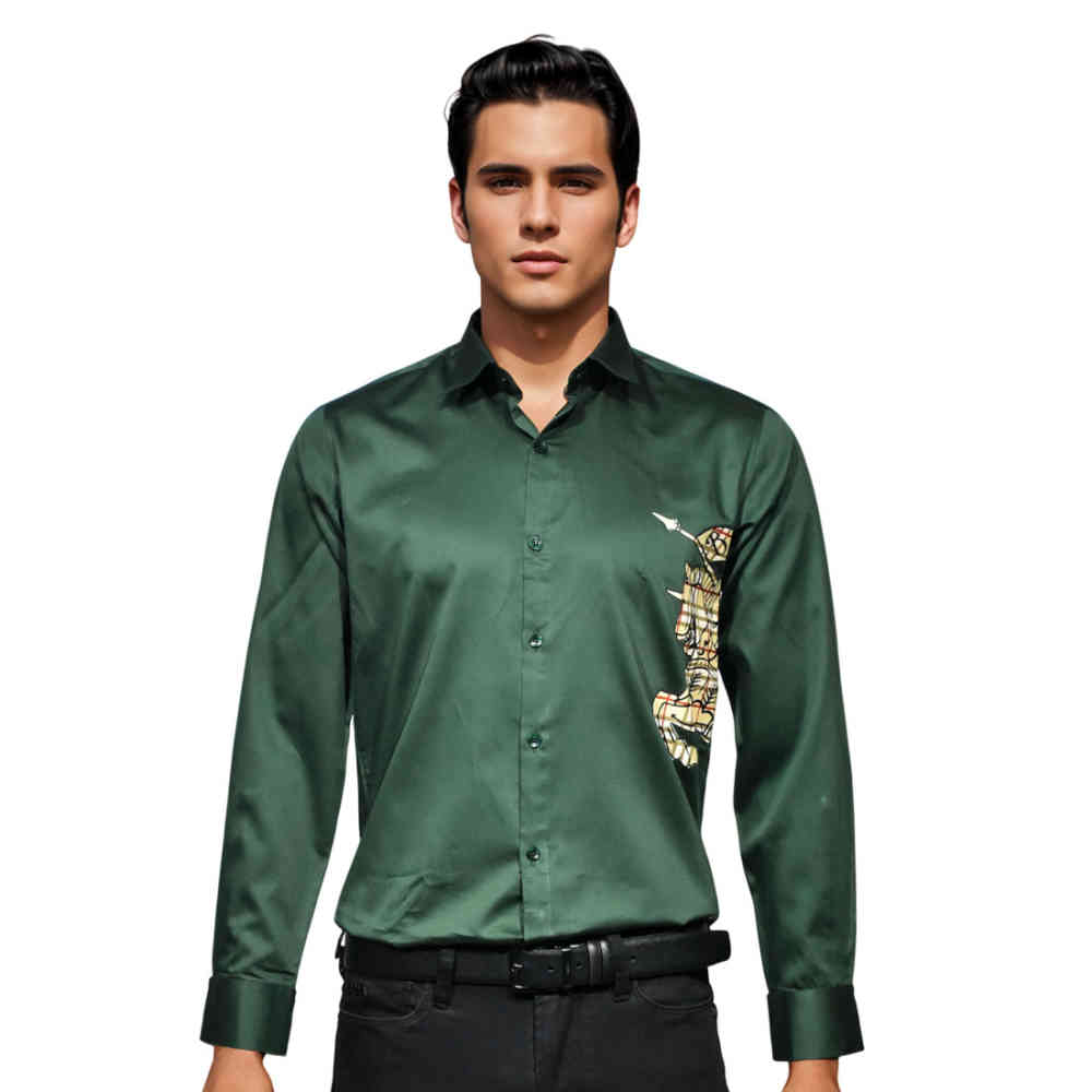 Green Burberry White Premium Quality Shirt