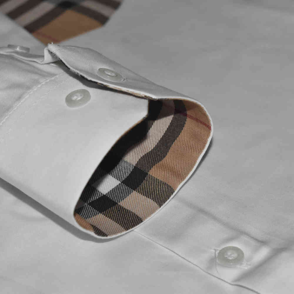 Burberry White Pocket Logo Print Premium Quality Shirt-5
