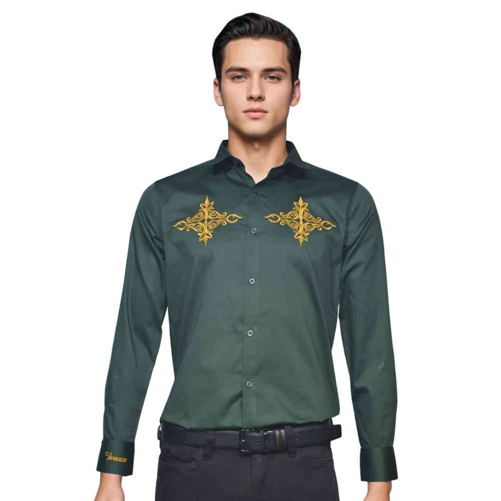 Dark Green Versace Black Premium Quality Shirt
