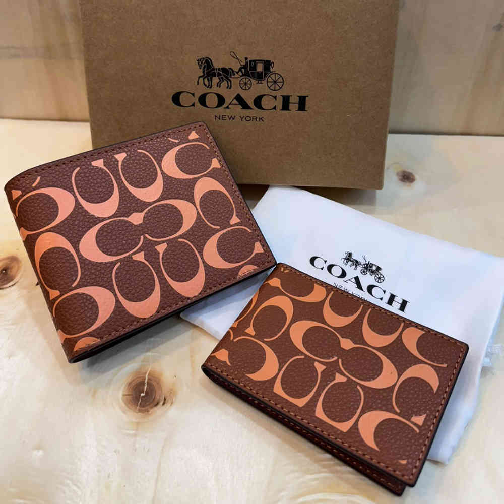 Brown Coach Black Premium 3 In 1 Wallet