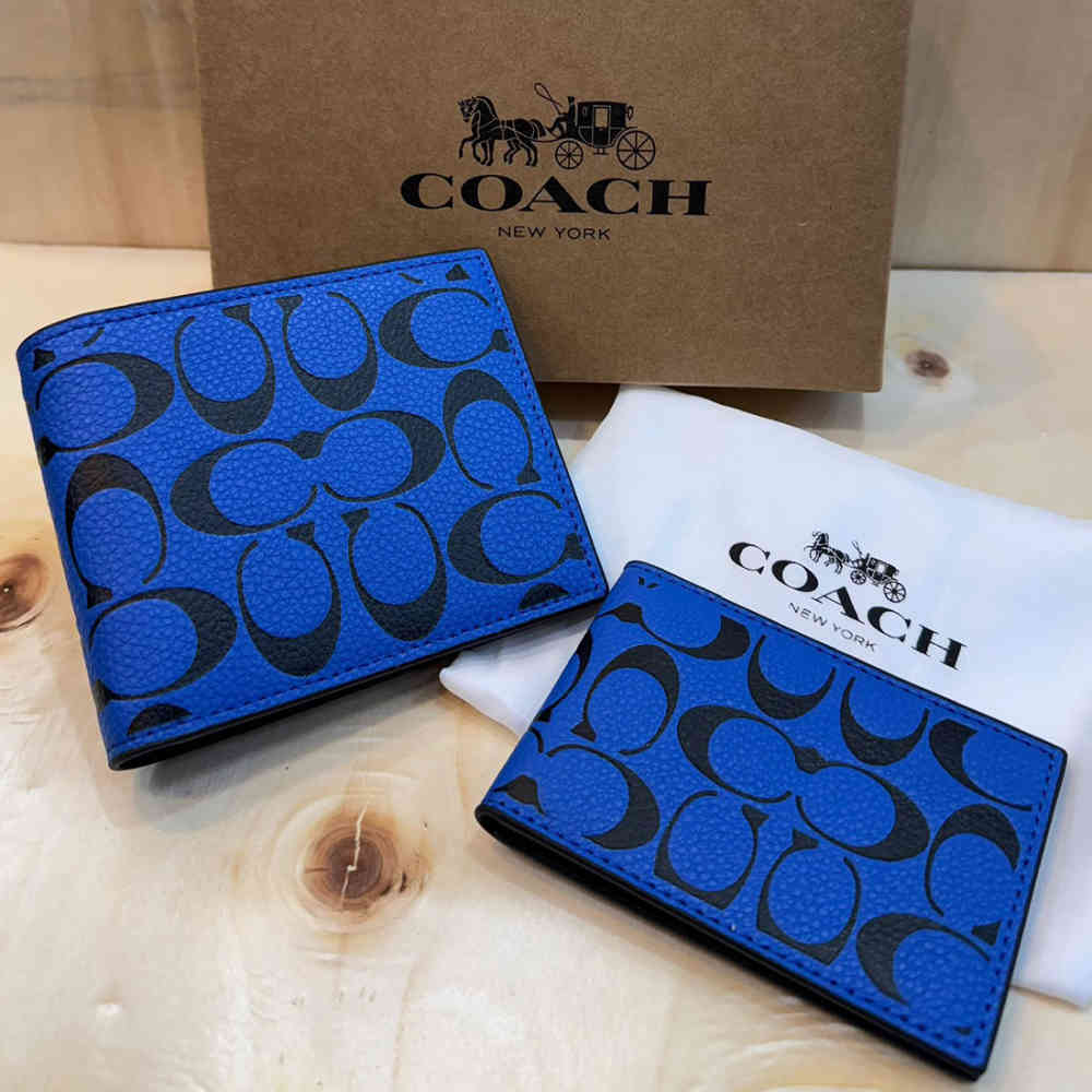 Blue Coach Black Premium 3 In 1 Wallet