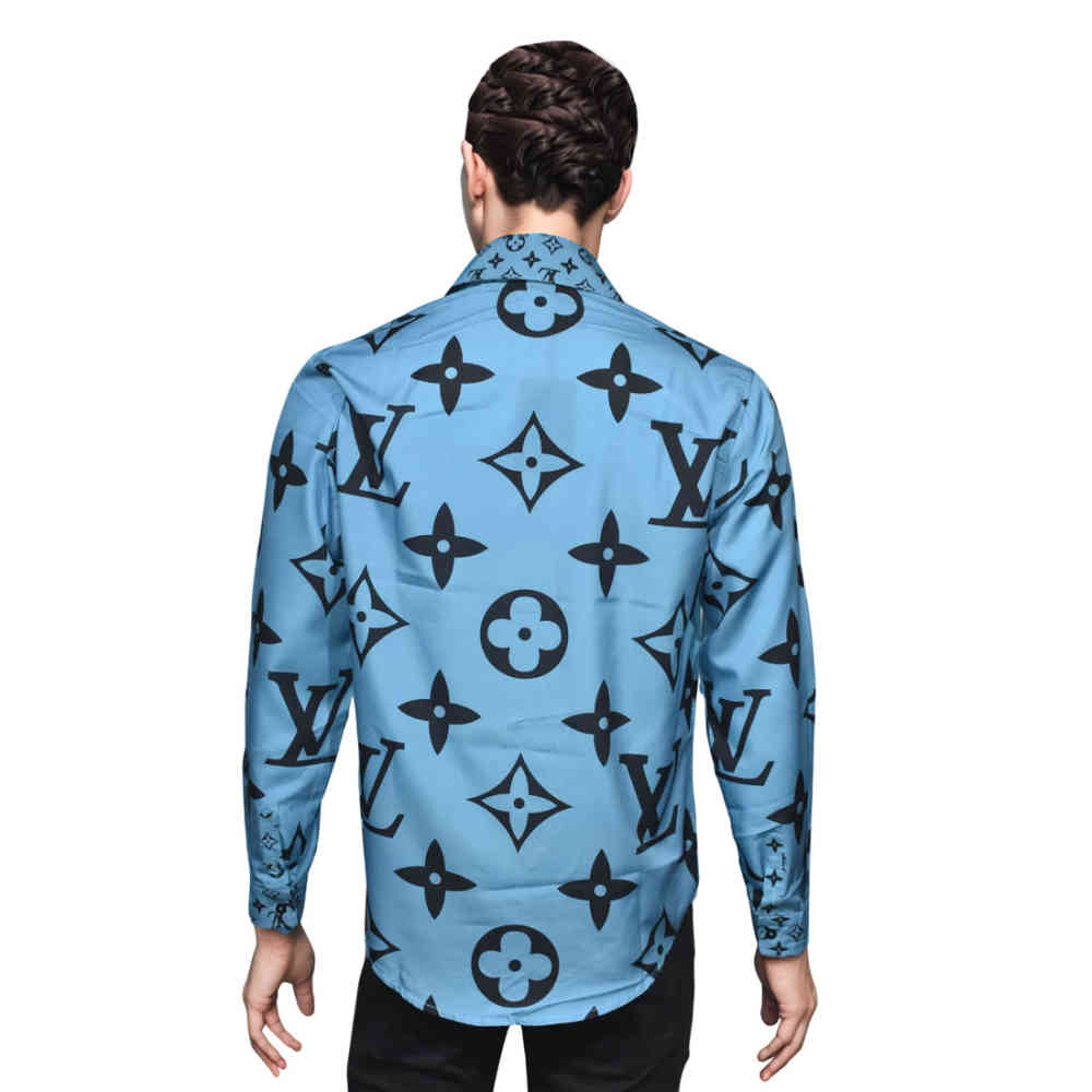 Louis Vuitton Blue Premium Quality Shirt-1