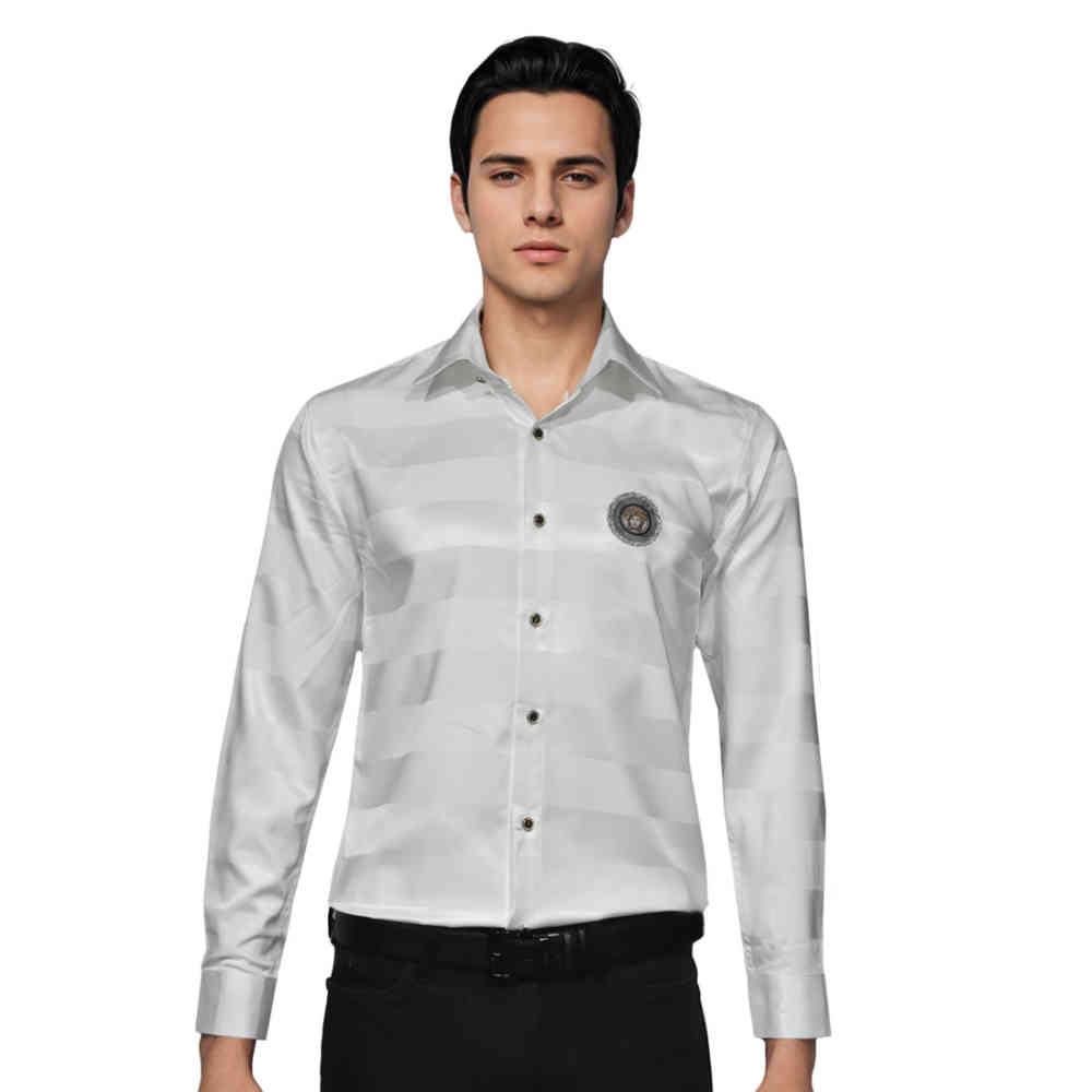 White Versace Blue Premium Quality Designer Shirt