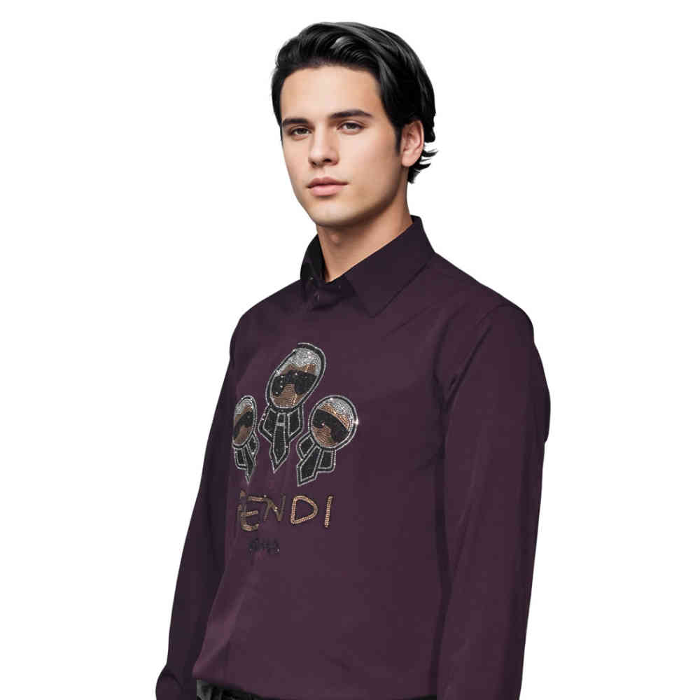Fendi Wine Premium Quality Designer Shirt-2