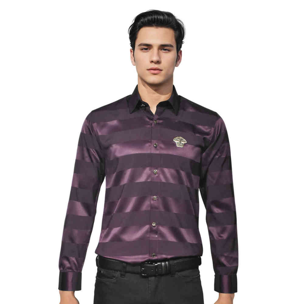 Wine Versace Blue Designer Premium Quality Shirt