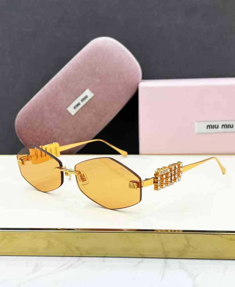 Golden Miu Miu Black Luxury Sunglasses