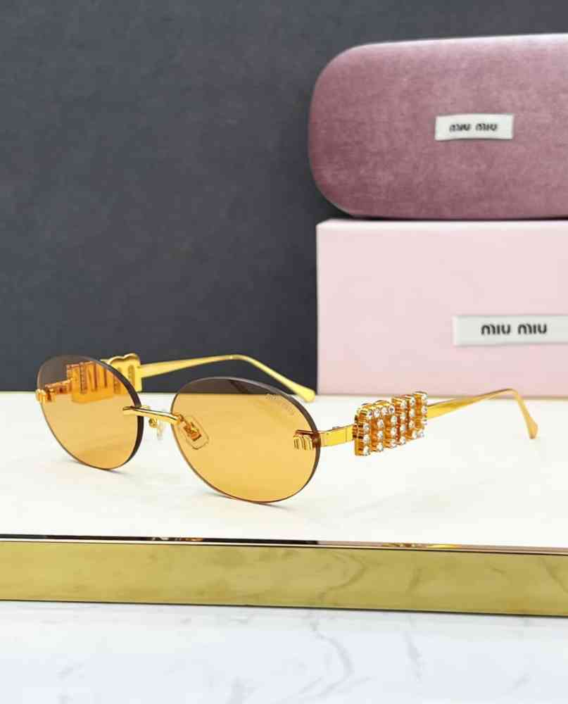 Golden Miu Miu Brown Luxury Sunglasses