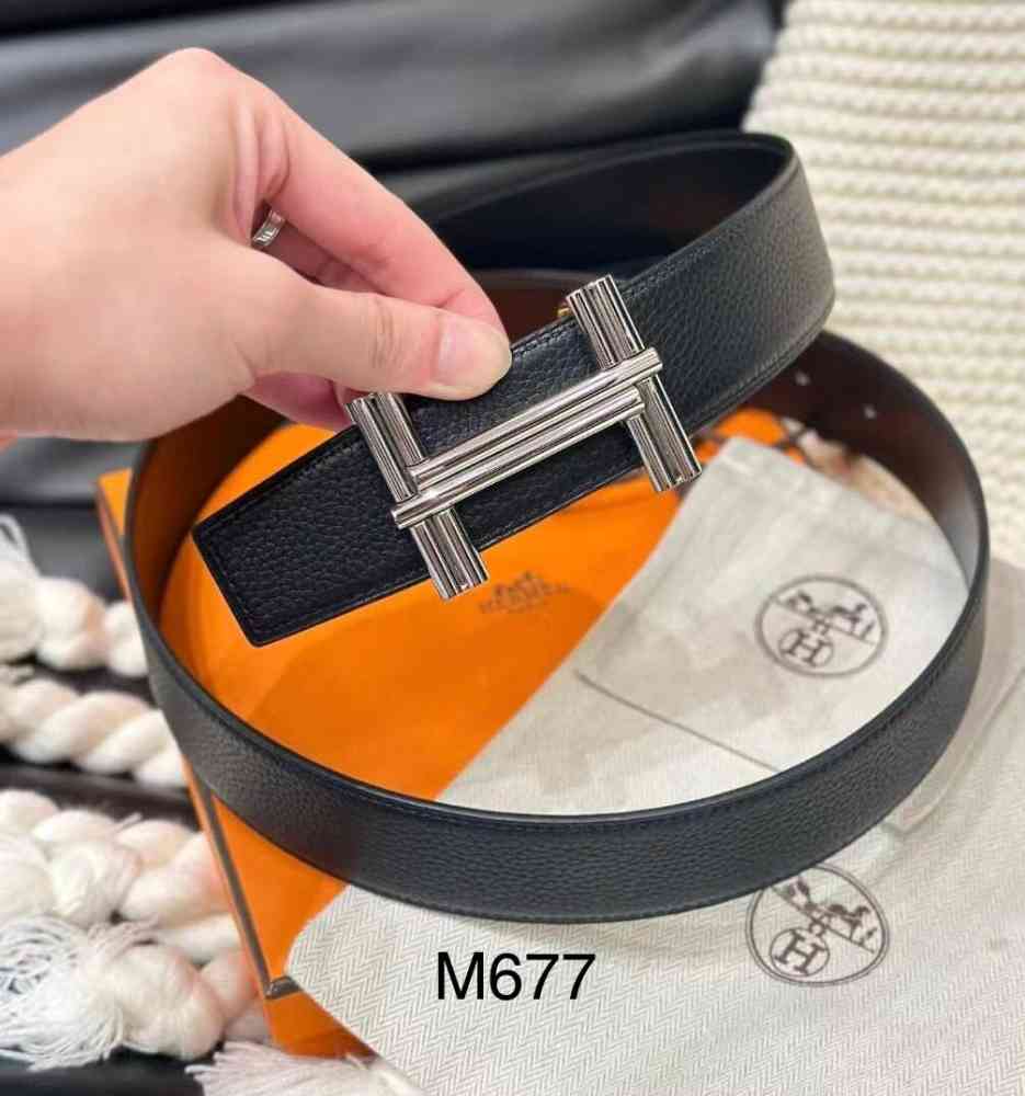Silver Hermes Golden Premium Quality Leather Belt