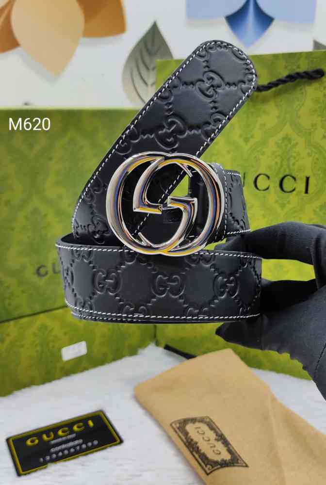 Silver Gucci Golden Premium Quality Leather Belt