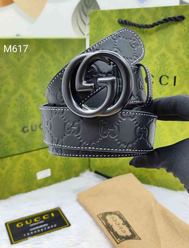 Black Gucci Golden Premium Quality Leather Belt