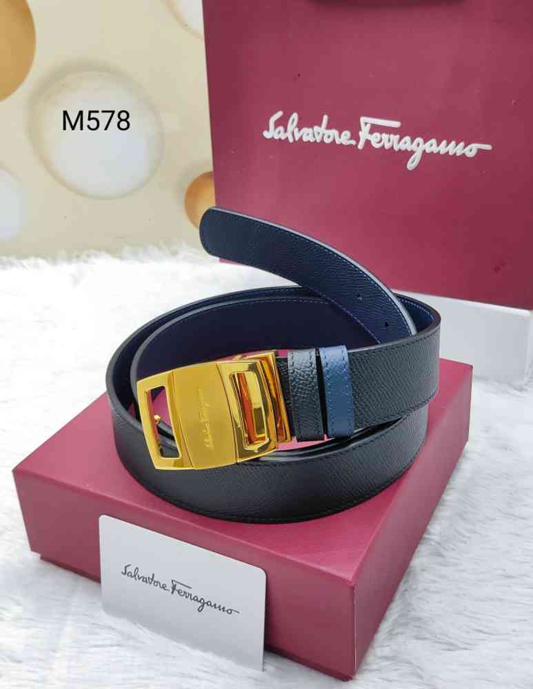 Golden Salvatore Ferragamo Back Premium Quality Leather Belt