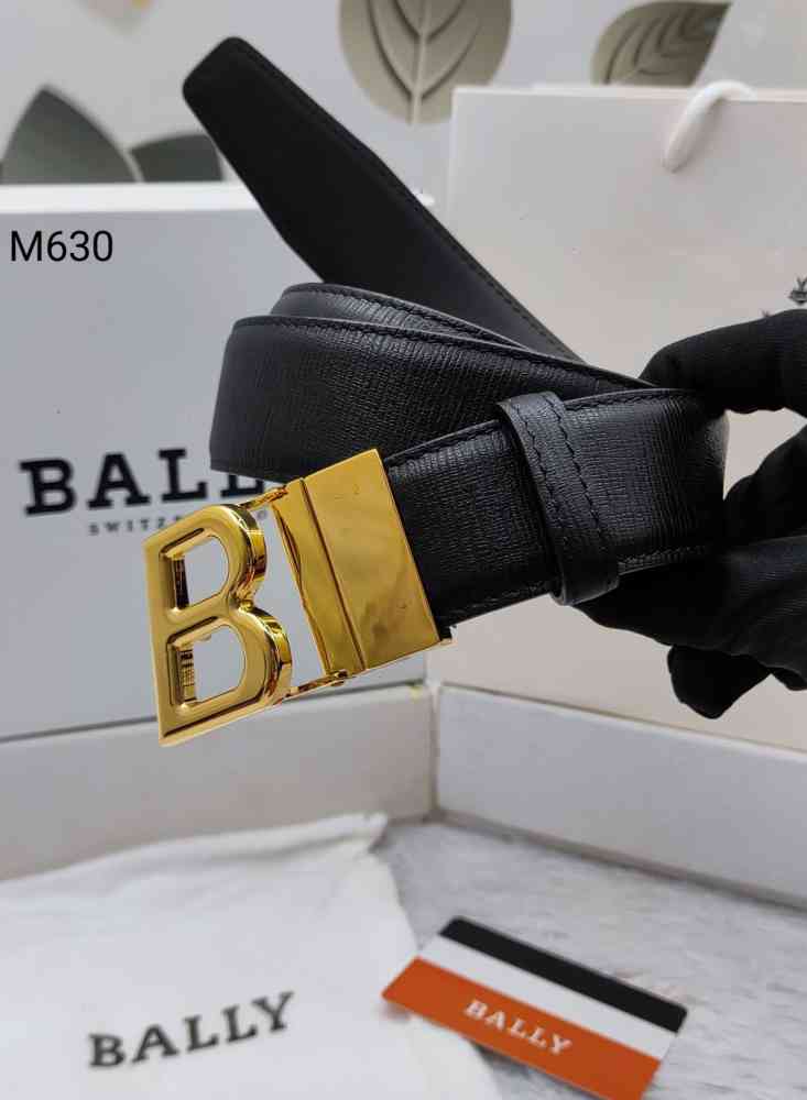 Golden & Black Bally Silver Premium Quality Leather Belt