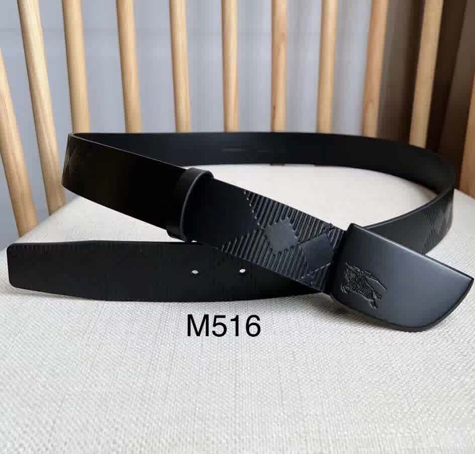 Black Burberry Silver Premium Quality Leather Belt