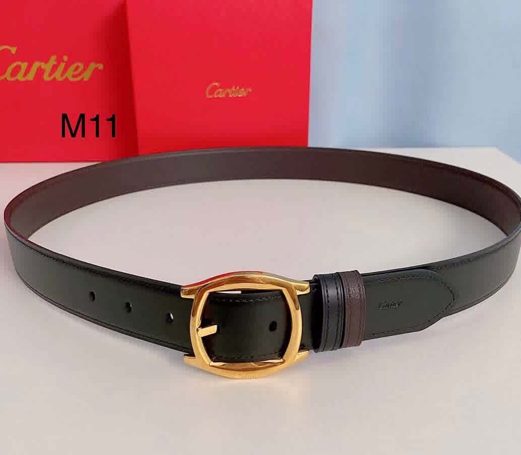 Cartier Black&Golden Premium Quality Leather Belt-thumb-0