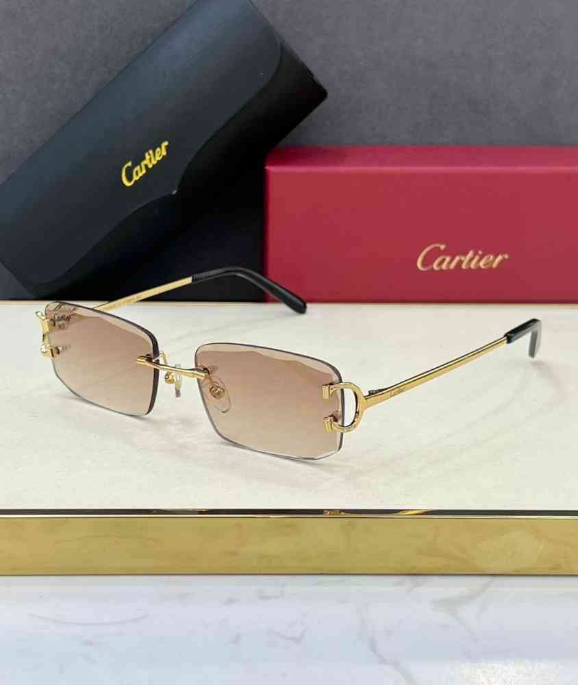 Brown Cartier Golden Luxury Sunglasses