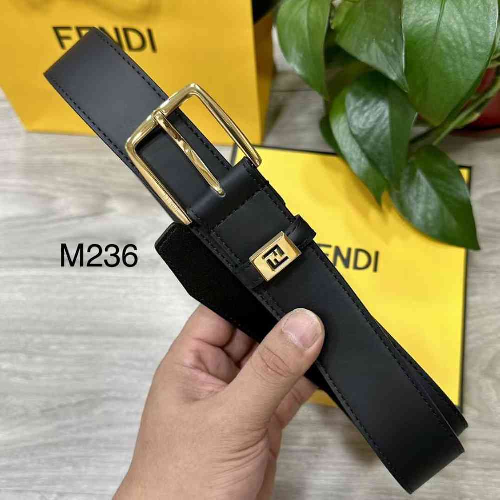Golden Fendi Black Premium Quality Leather Belt