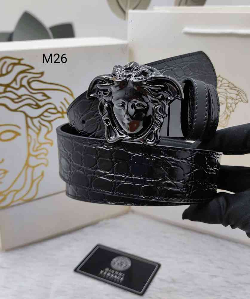 Black Versace Silver Premium Quality Leather Belt