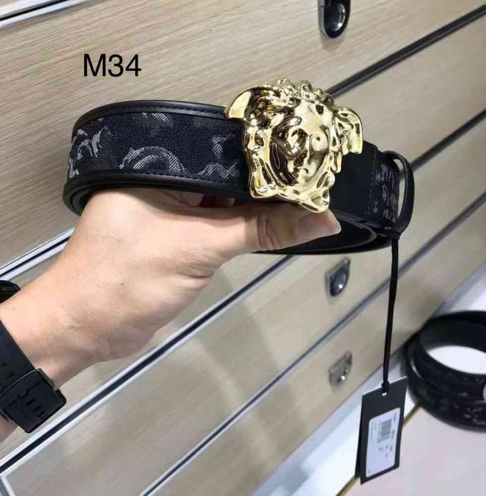 Golden Versace Black Premium Quality Leather Belt