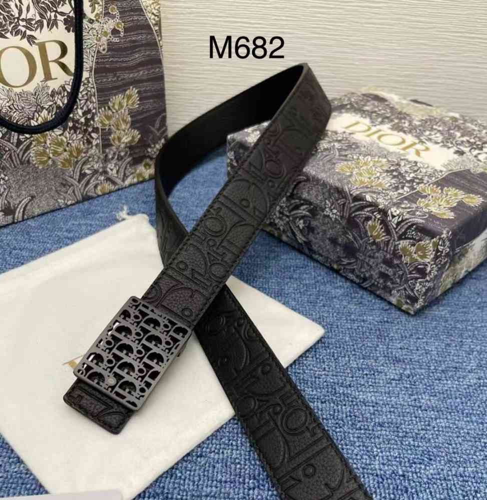 Black Dior Black Silver Premium Quality Leather Belt
