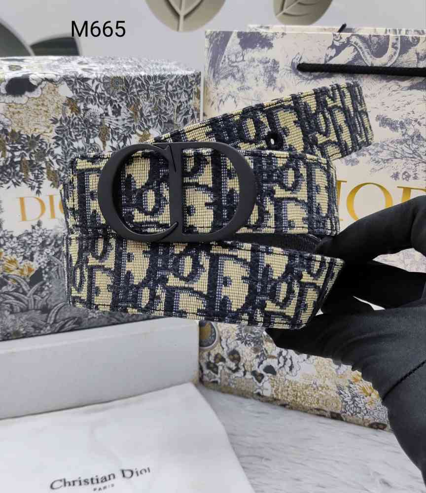 Black Dior Grey Premium Quality Leather Belt