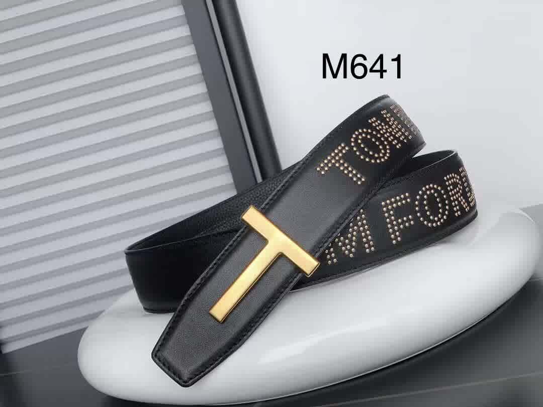 Golden Tom Ford Silver Premium Quality Leather Belt