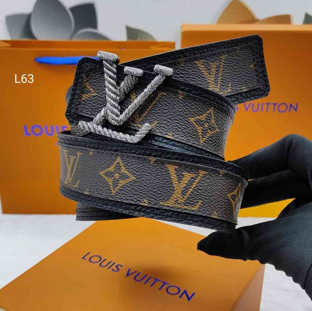 Silver Louis Vuitton Golden Premium Quality Leather Belt
