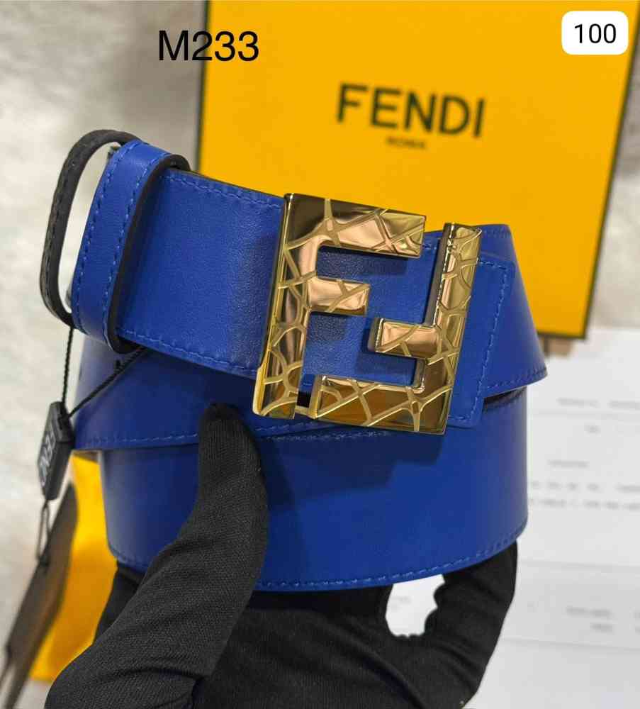 Fendi Golden Premium Quality Leather Belt-thumb-0