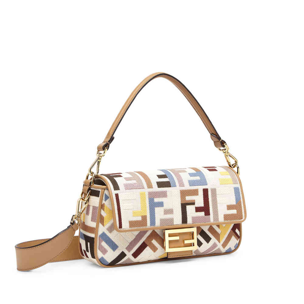 Fendi Baguette FF embroidery Multicolor canvas bag-1