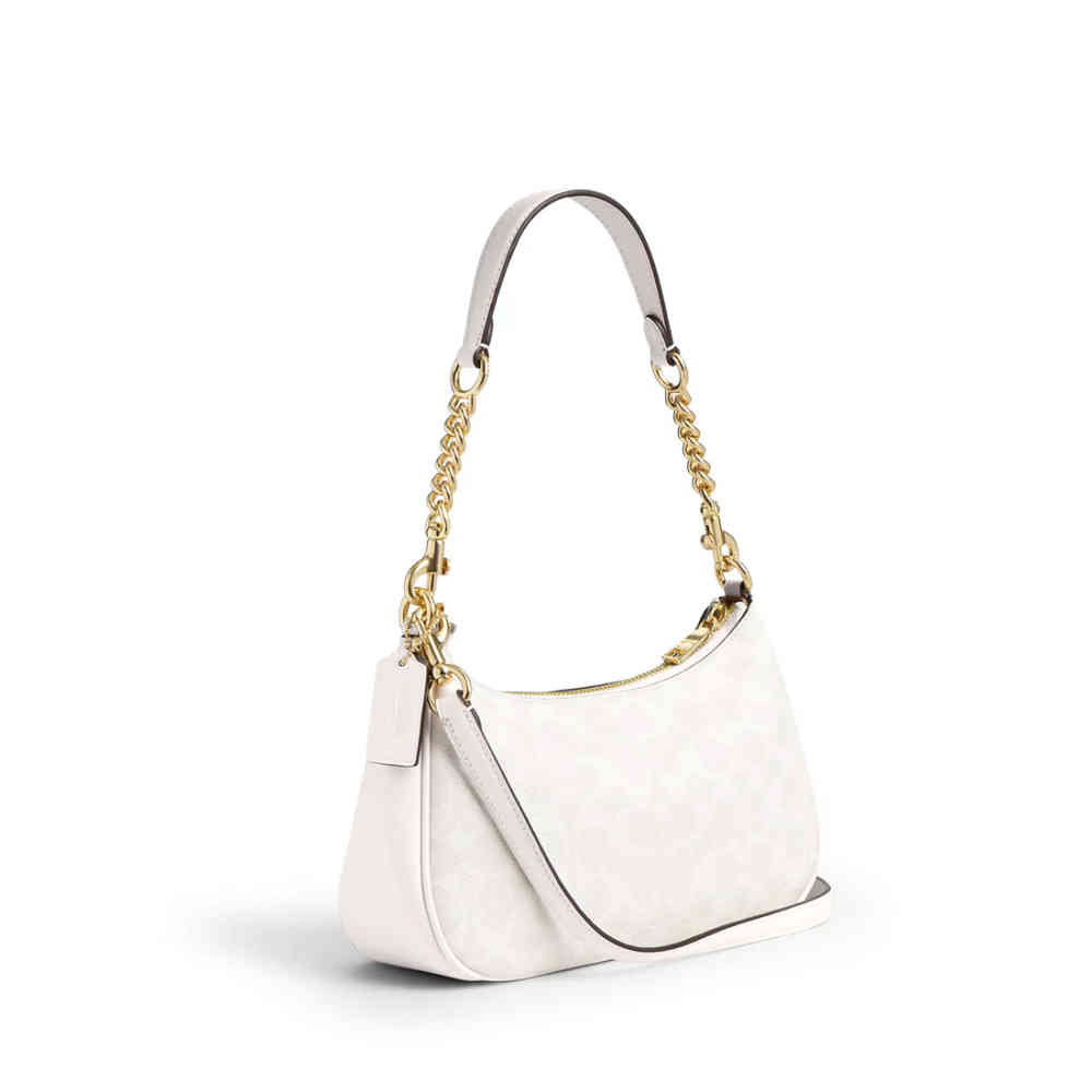 Coach Teri Signature Canvas White Shoulder Bag-thumb-1