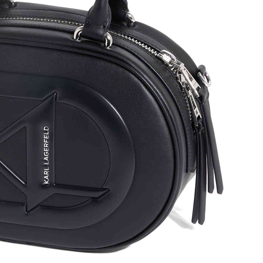 Karl Lagerfeld Textured Logo Detail Black Crossbody Bag-2
