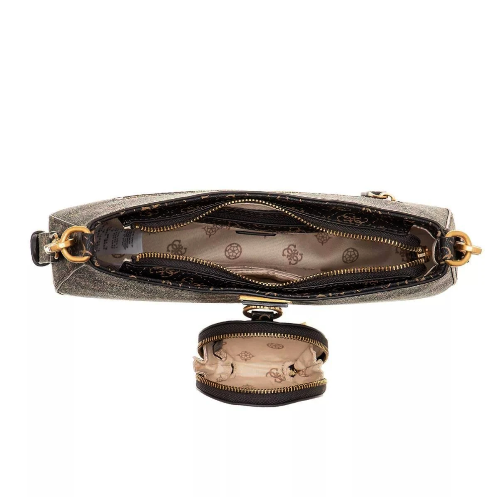 Guess Alexie Top Zip Dark Brown Shoulder Bag-6