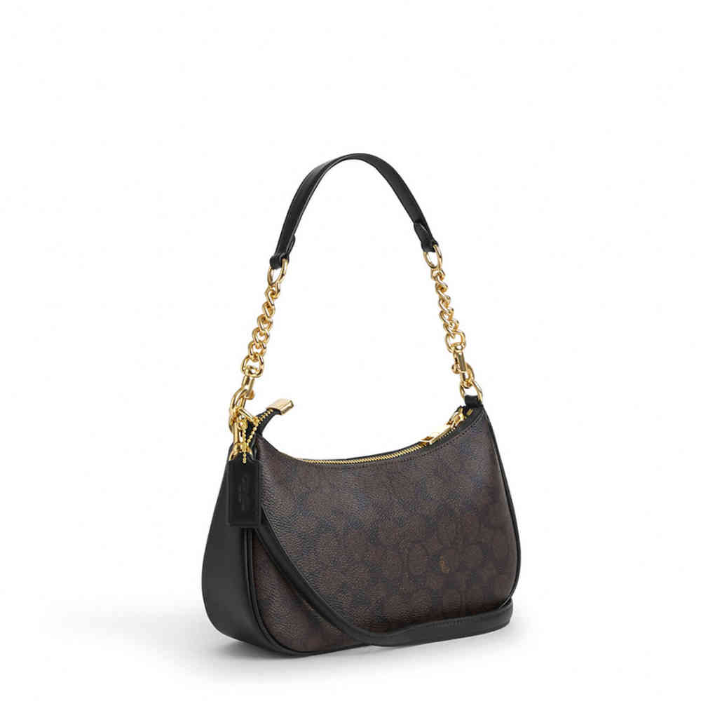 Coach Teri Signature Canvas Dark Grey Shoulder Bag-thumb-1