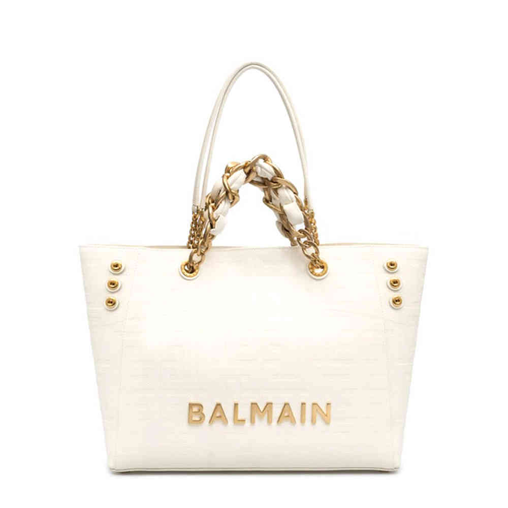 White Balmain Premium Black Tote Bags