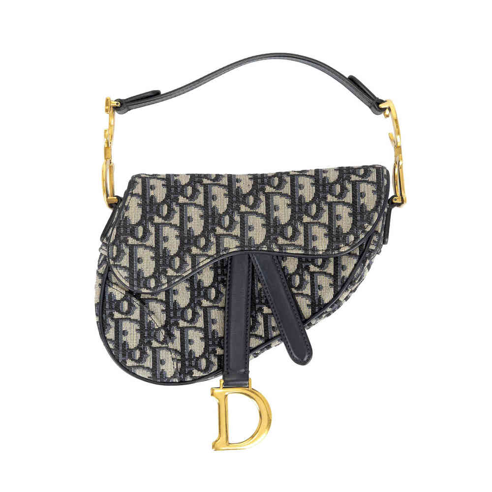 Black Christian Dior Blue Oblique Canvas Mini Dior Shoulder Bag